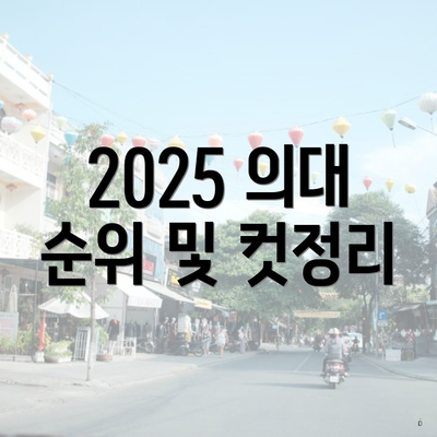 2025 의대 순위 및 컷정리