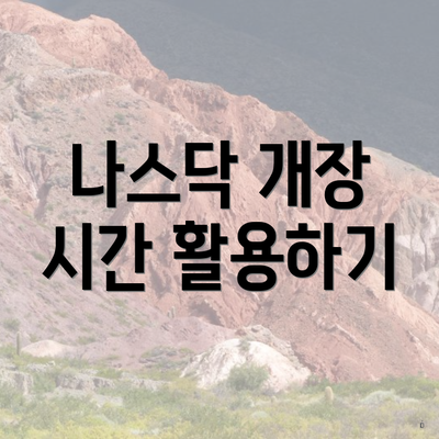 나스닥 개장 시간 활용하기