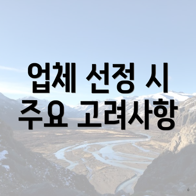 업체 선정 시 주요 고려사항