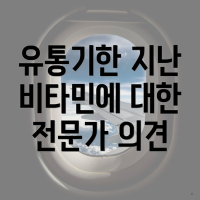 유통기한 지난 비타민에 대한 전문가 의견