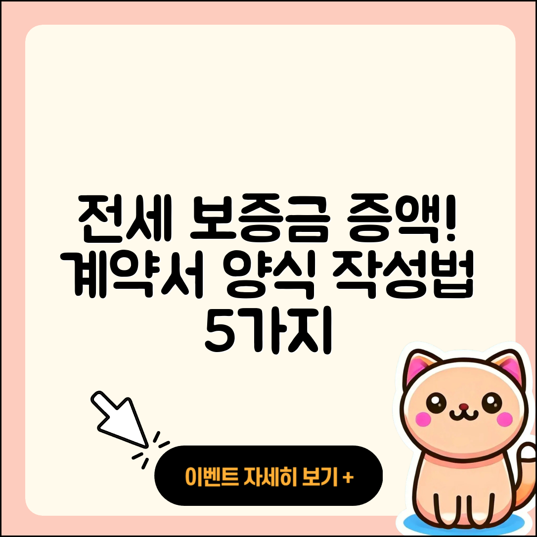 전세 보증금 증액 계약서 양식과 작성법 5가지