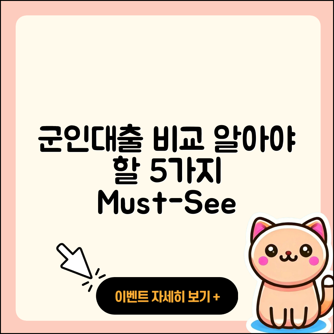 군인대출 비교 알아야 할 5가지